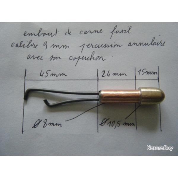 embout de canne fusil calibre 9 mm percussion annulaire