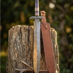 EP01 -Grande &eacute;p&eacute;e damass&eacute;e artisanale | Handcrafted Damascus Fantasy Sword | Pi&egrave;ce de collection