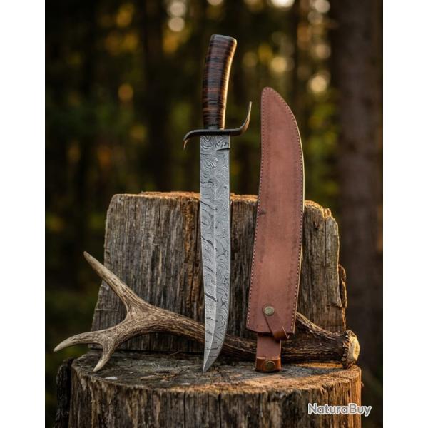EP02 -Grande lame damass�e artisanale | Handcrafted Damascus Bowie Blade | Pi�ce de collection