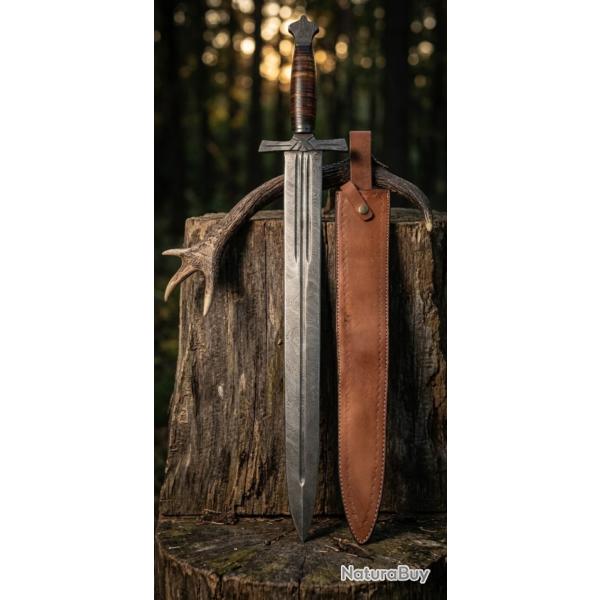 EP03 -Grande �p�e damass�e artisanale | Handcrafted Damascus Long Sword | Pi�ce de collection avec �