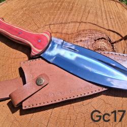 GC17 - Couteau artisanal avec &eacute;tui cuir - Pi&egrave;ce de collection