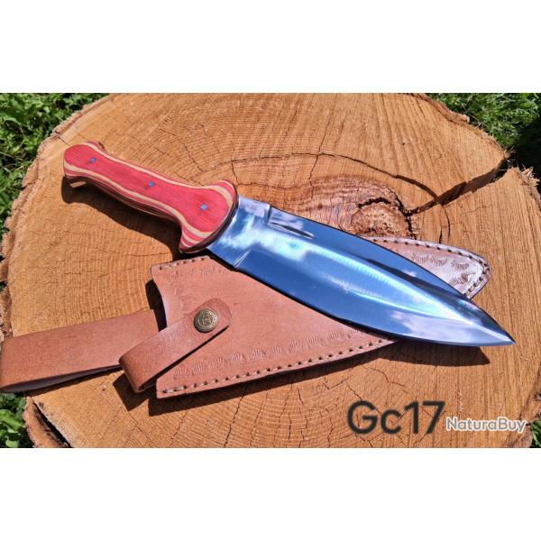 GC17 - Couteau artisanal avec �tui cuir - Pi�ce de collection