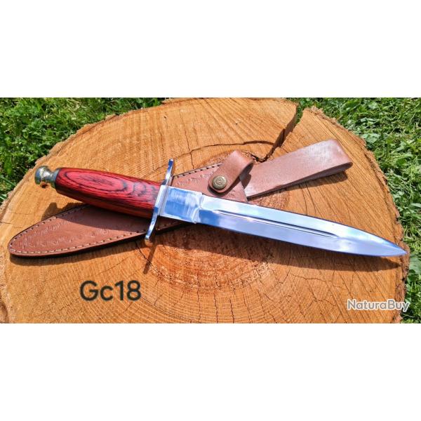 GC18 - Handmade Long Blade Knife with Leather Sheath - Artisan collection Piece