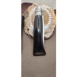 OP05 - Couteau pliant OPINEL  lame inox 8 custom corne noire + &eacute;tui cuir OFFERT
