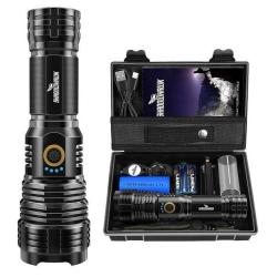 Lampe Torche Led  XHP70 15000 Lumens Ultra Puissante Tactique Flashlight IP67 Charge USB 5 Modes