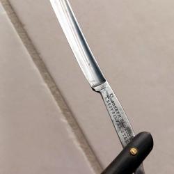 Coupe-chou rasoir droit vintage Joseph Elliot n&deg;34 acier argent&eacute;