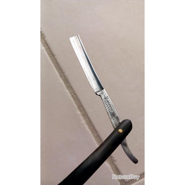 Coupe-chou rasoir droit vintage Joseph Elliot n�34 acier argent�