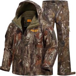 Combinaison de Chasse Camo Tree Homme Veste Pantalon Chaud Imperm&eacute;able Polaire Temps Froid Outdoor