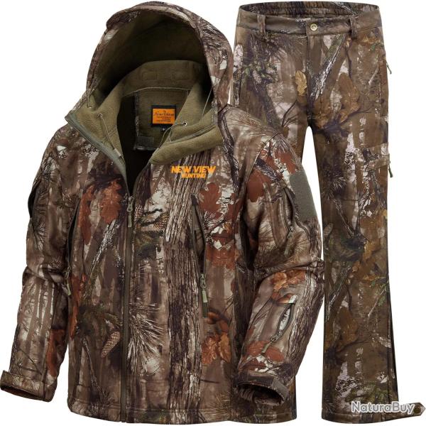Combinaison de Chasse Camo Tree Homme Veste Pantalon Chaud Imperm�able Polaire Temps Froid Outdoor