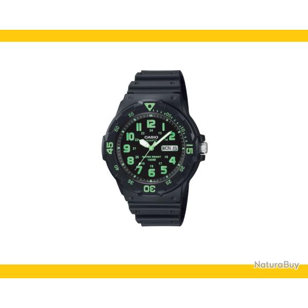 Montre de Plong�e Analogique Casio (Noir/Vert) Nage, Chasse, P�che, Randonn�e