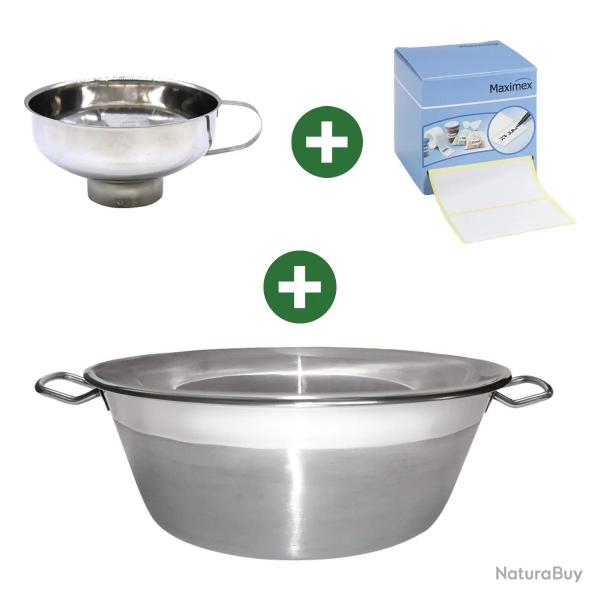 Kit bassine + entonnoir + 500 �tiquettes pour confitures et conserves
