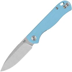 Couteau Pliant QSP Ferret Lame Acier Nitro-V Stonewash Manche G10 Sky Blue Linerlock QS170B1