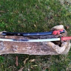NOUVEAU KATANA ROUGE  MARU V&Eacute;RITABLE SABRE FORG&Eacute; A LA MAIN EN ACIER 1095 LAME  AIGUIS&Eacute;E 5j