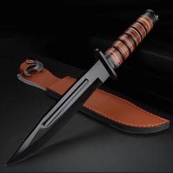 MAGNIFIQUE POIGNARD TYPE CAMILLUS MANCHE CUIR  ETUI  CUIR 1BVd