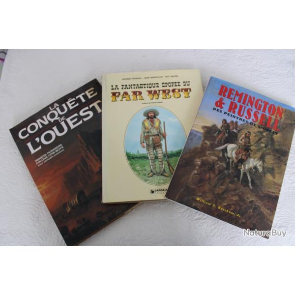 Lot 3 albums conquete de l'ouest, far west, indiens, pionniers, colons, cow-boys