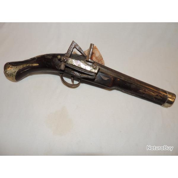 JOLI ANCIEN GRAND PISTOLET � PLATINE MIQUELET  - AFRIQUE DU NORD