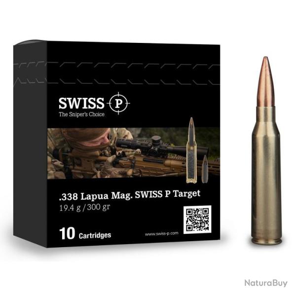 CARTOUCHE SWISS 338 LAPUA MAG 19.4G 300GR HPBT BOITE DE 10
