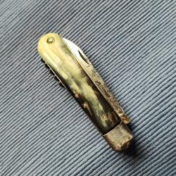 Ancien couteau canif Collas 3 pi&egrave;ces corne Thiers