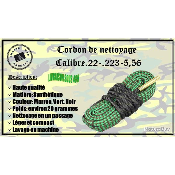 Cordon de nettoyage pour calibre .22 / .223 / 5.56