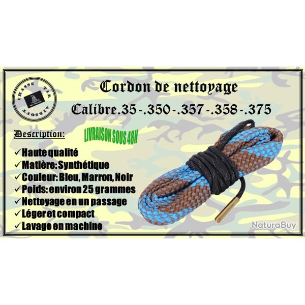 Cordon de nettoyage pour calibre .35 / .350 / .357 / .358 / .375