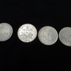 en lot 4 pieces de 2 francs semeuse  en argent date 1916 - 1918 - 1918 -1919 &eacute;tat sup  +