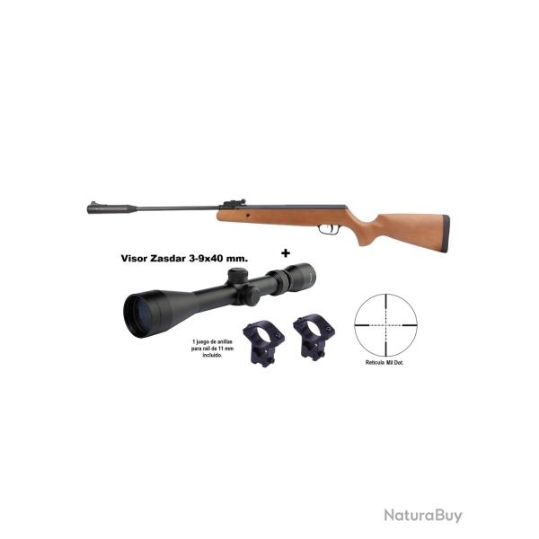 Carabine � air comprim� Snowpeak GR1000W Bois Cal. 5,5 mm 19,9 joules + lunette 3-9x40 mm.