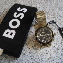 Montre chronographe dor&eacute;e Sealiner &agrave; cadran noir Hugo BOSS