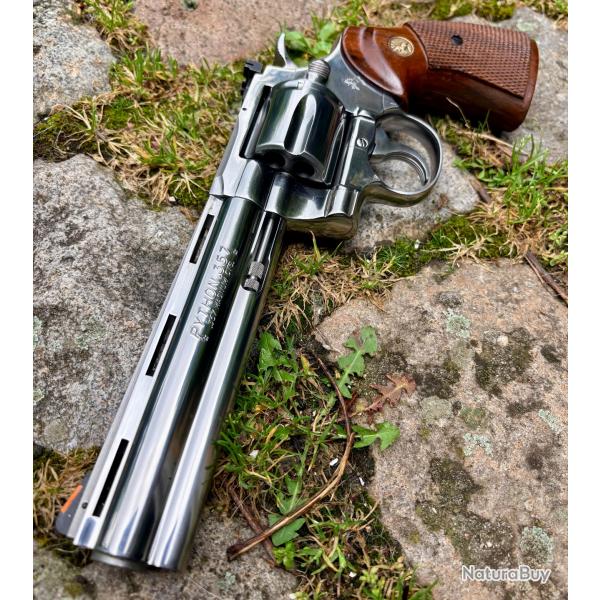 REVOLVER COLT PYTHON 6 POUCES 357 MAGNUM 38 SPECIAL 38 SWC INOX