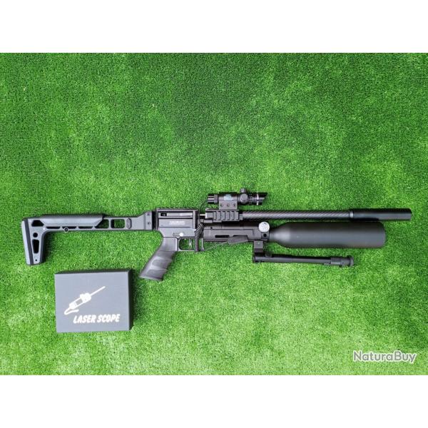 PACK-LASER Carabine PCP SNOWPEAK AP900B Cal. 4,5 mm 19,9 J.  + Bipied + Valve Puissance