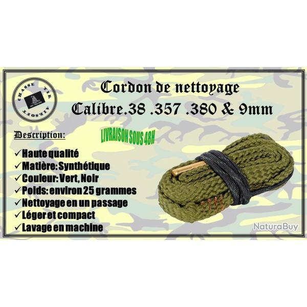 Cordon de nettoyage pour calibre .38 / .357 / .380 / 9mm