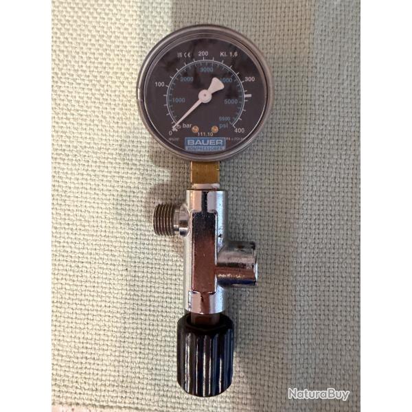 Manom�tre BAUER KOMPRESSOREN 0-400 bar avec valve PN200/300