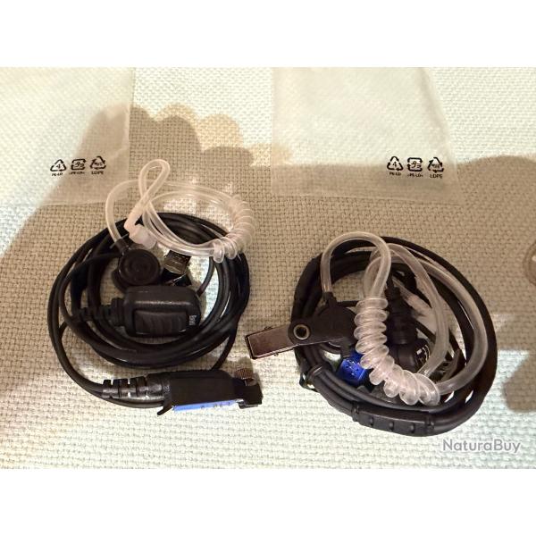 Lot de 2 oreillettes micro-gorge Entel DX avec PTT - neuves