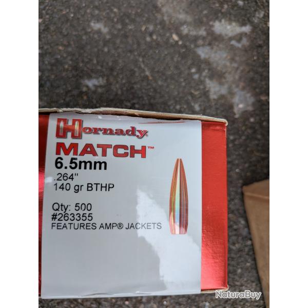 150 ogives 6.5 mm/ 264" Hornady Match HPBT 140 gr