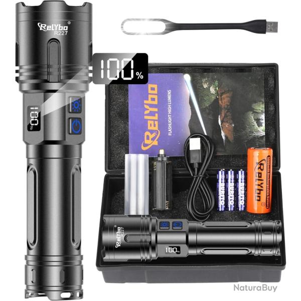 Lampe Torche LED Tactique1000000 Lumens XHM90.2 Ultra Puissante USB �tanche IPX6 Rechargeable USB