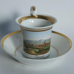 Tasse porcelaine Vue de Z&uuml;rich Suisse Empire Biedermeier