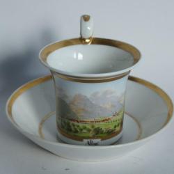Tasse porcelaine Vue de Altdorf Suisse Empire Biedermeier