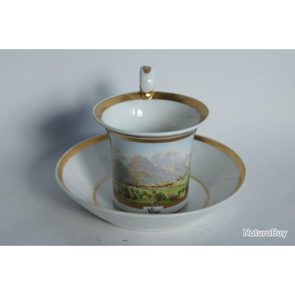 Tasse porcelaine Vue de Altdorf Suisse Empire Biedermeier