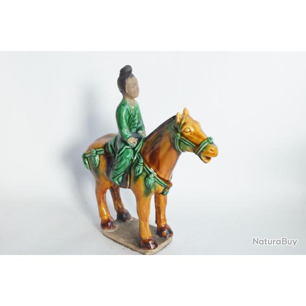Cavalier terre verniss�e sancai style Tang Chine