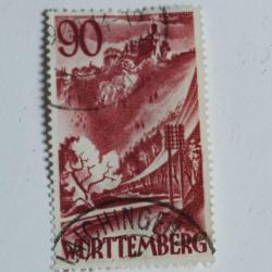 Timbre Allemagne Wurtemberg 1949 type 1947 sans monnaie oblit&eacute;r&eacute;