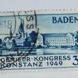 Timbre Allemagne Bade 1949 congr&egrave;s ing&eacute;nieurs oblit&eacute;r&eacute;
