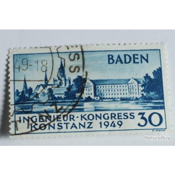 Timbre Allemagne Bade 1949 congr�s ing�nieurs oblit�r�