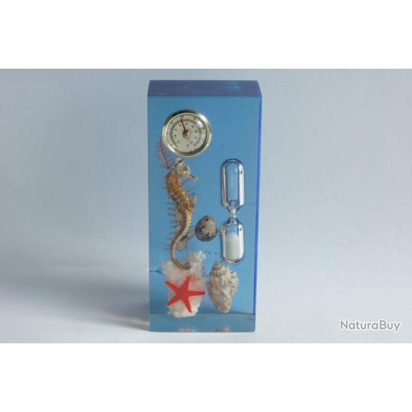Sablier Thermom�tre R�sine inclusion coquillages crustac�s Mer