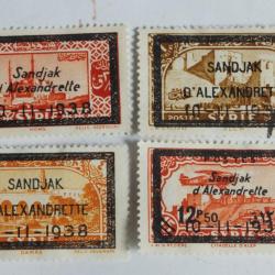 S&eacute;rie Timbres Alexandrette 1938 deuil pr&eacute;sident atat&uuml;k surcharg&eacute;s oblit&eacute;r&eacute;