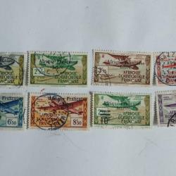 S&eacute;rie Timbres A.E.F 1940 paysages poste a&eacute;rienne surcharg&eacute;s oblit&eacute;r&eacute;