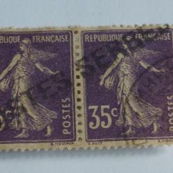 Paire Timbres se tenant France Poste Serbes &agrave; Corfou 1918 oblit&eacute;r&eacute;