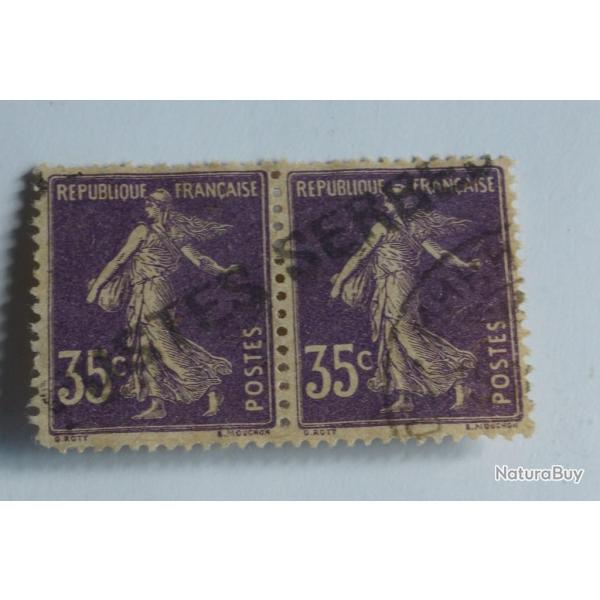 Paire Timbres se tenant France Poste Serbes � Corfou 1918 oblit�r�