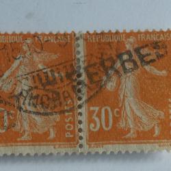 Paire Timbres se tenant France Poste Serbes &agrave; Corfou 1918 oblit&eacute;r&eacute;
