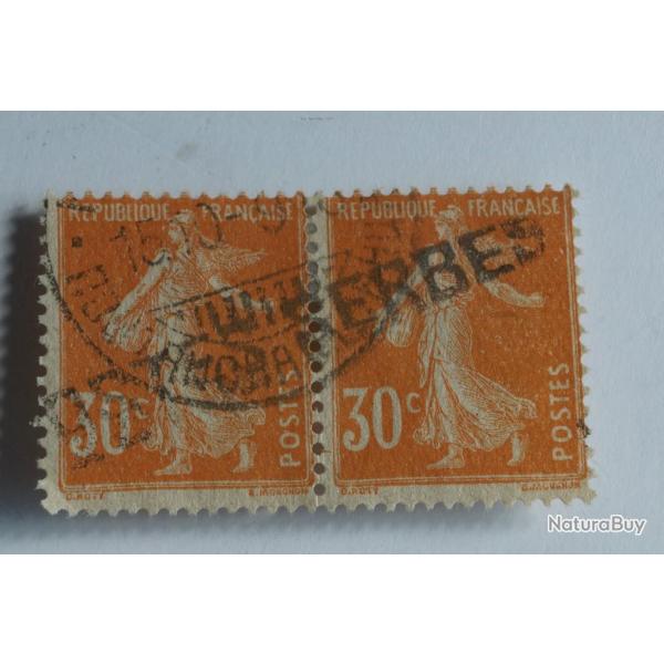 Paire Timbres se tenant France Poste Serbes � Corfou 1918 oblit�r�