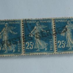 Bande Timbres se tenant France Poste Serbes &agrave; Corfou 1918 oblit&eacute;r&eacute;