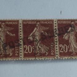 Bande Timbres se tenant France Poste Serbes &agrave; Corfou 1918 oblit&eacute;r&eacute;